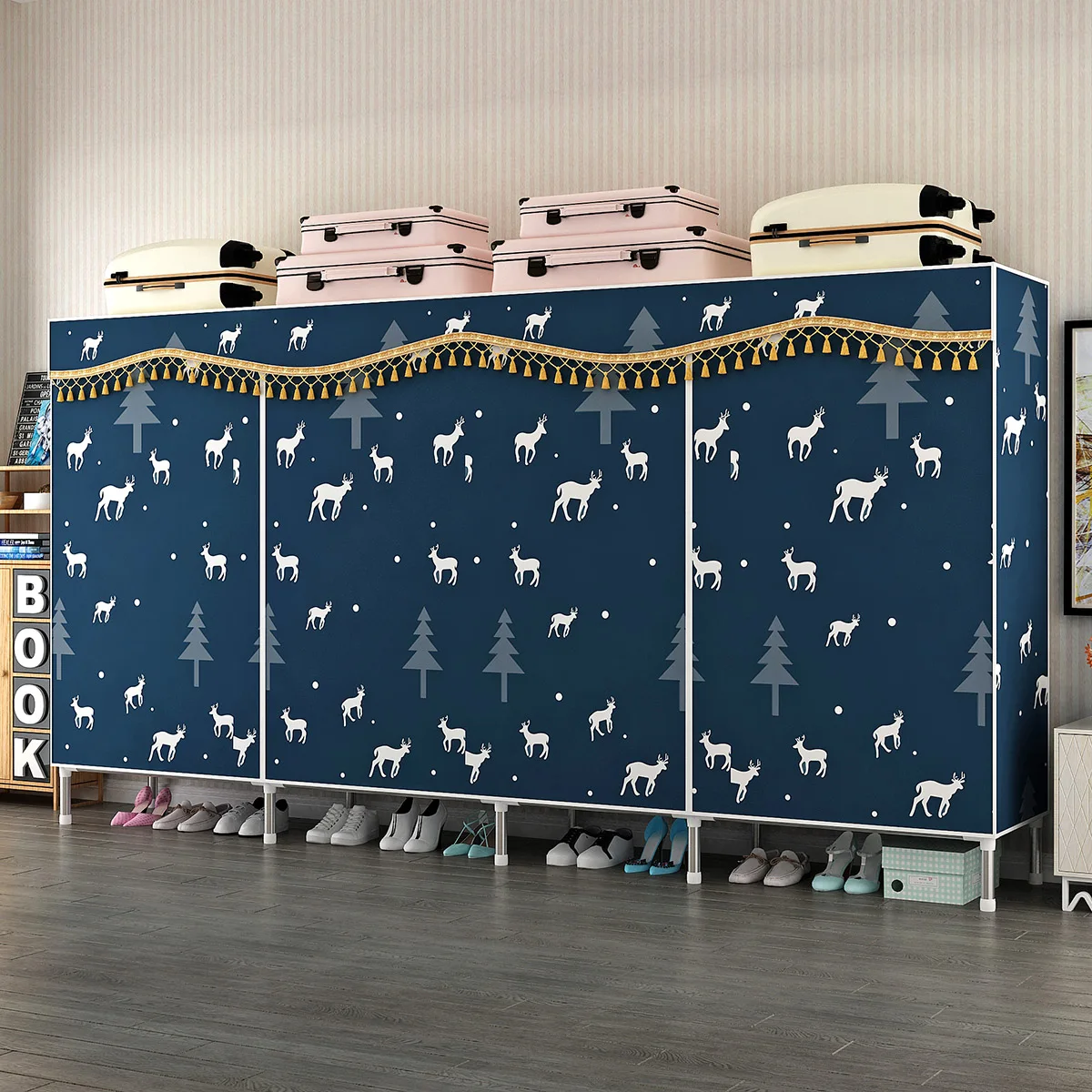 300CM Huge Size Home storage cloth racks organization holders Fabric Wardrobe