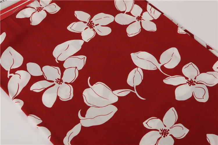 wholesale luxury stretch soft garment clothing red floral printed crepe fabric