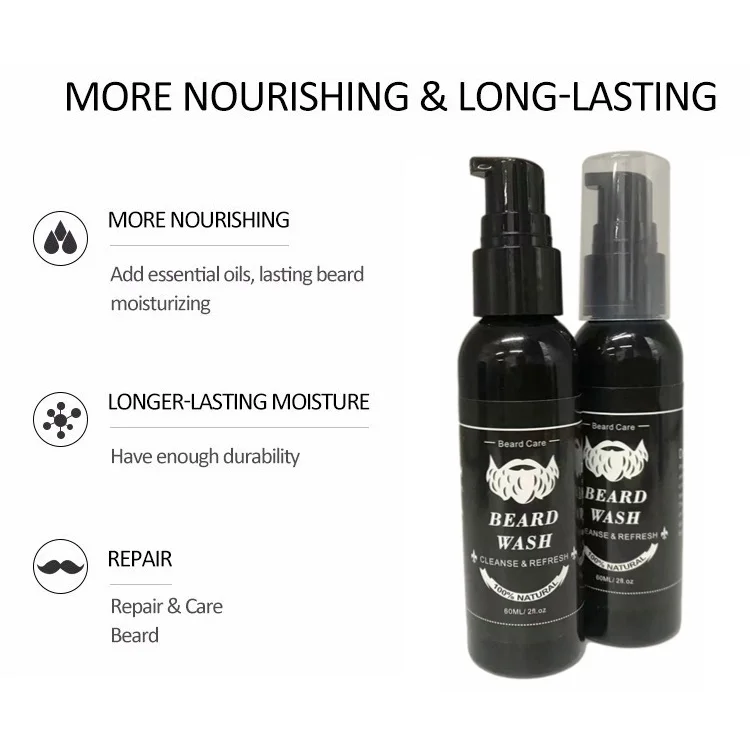 Beard Conditioner Oil Wash Beard Balm Soften Smooth Growing Care Sets Private Label Grooming Beard Growth Kit For Men