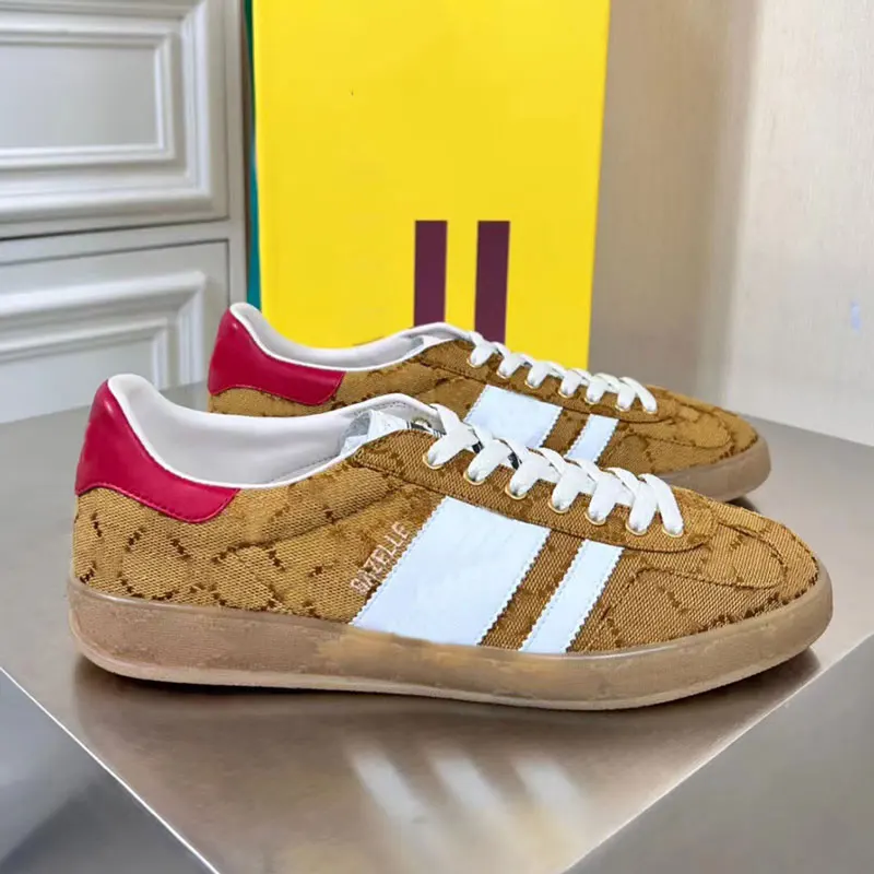 Italian luxury brand Gazelle Sneaker with G canvas Casual Shoes Trainers designer Classic Outdoor Shoe