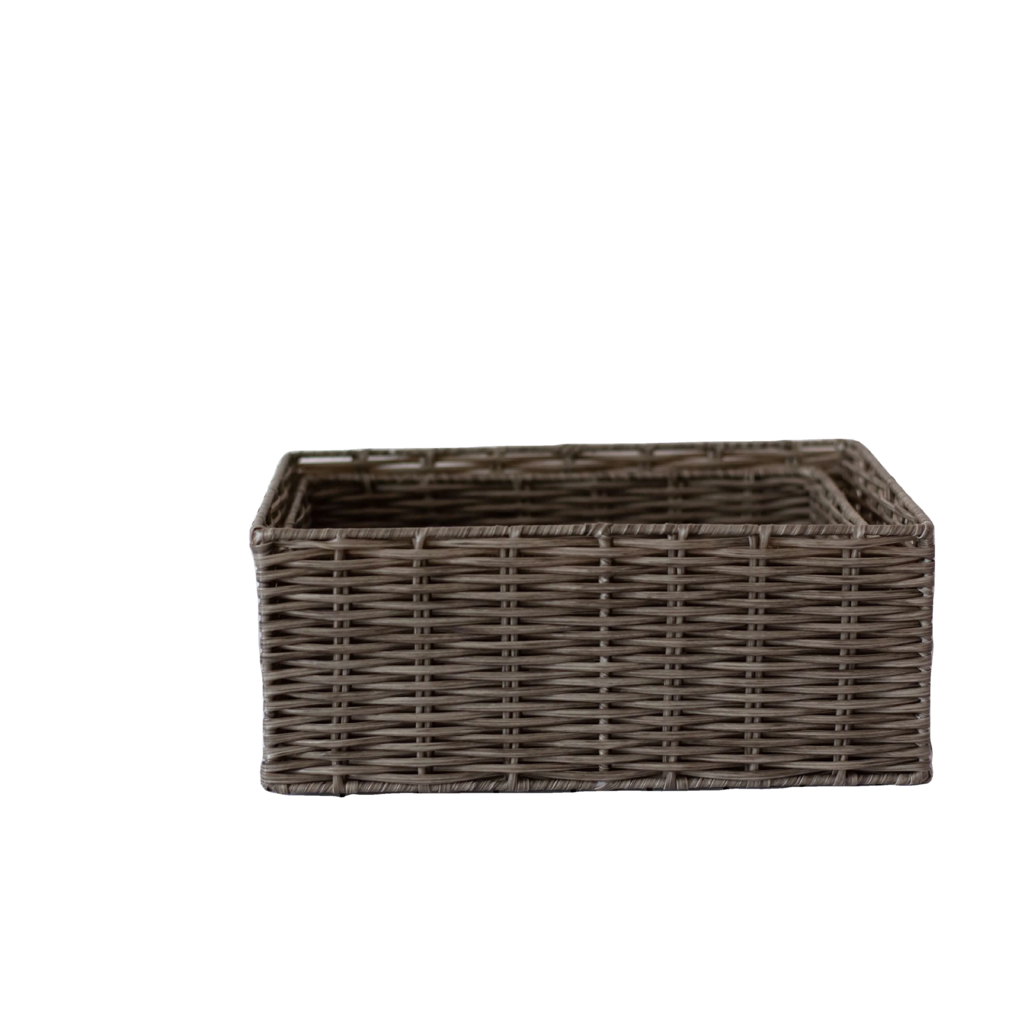 rectangular hand woven soft with holes plastic pp basket storage rattan basket