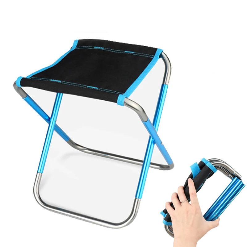 Wholesale outdoor beach traveling BBQ folding camping chair mini portable stainless aluminum alloy folding fishing stool
