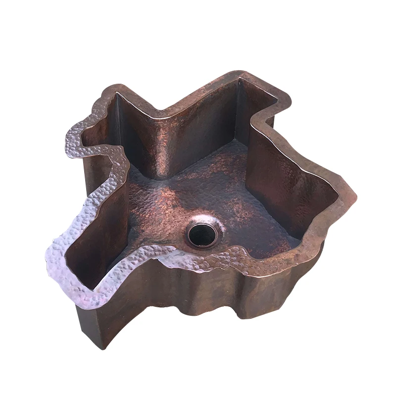 customized Texas shape undermount  copper bar sink top mounted sink wash basin kitchen sink