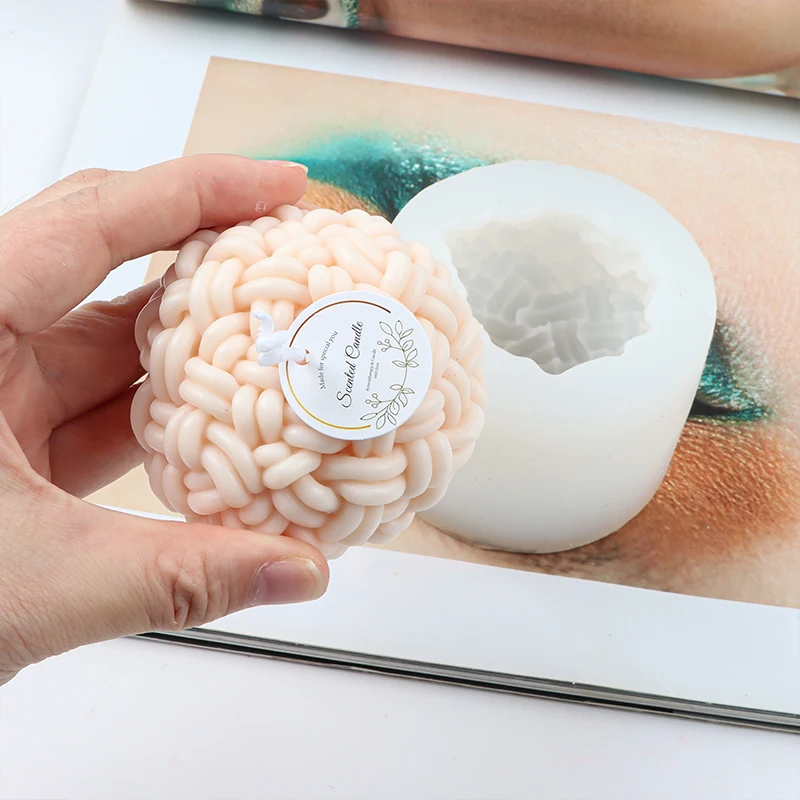 ZO161 Candle Mold 3D Geometric Lines Pillar Silicone Mold DIY Mould for Plaster Soap Making Large Knot Candle Silicone Mold