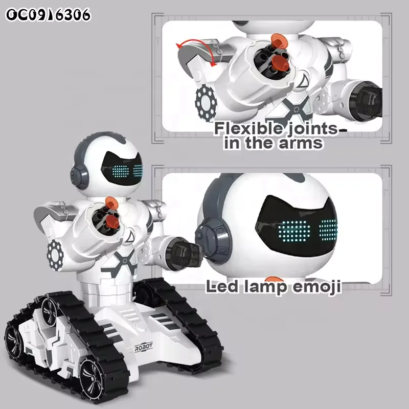 2.4G 10CH Newest Smart Remote Control Tracking Tank Interactive RC Shooting Toy Robots With Light
