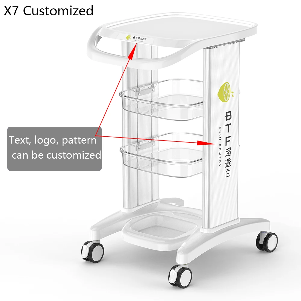Hot Sale Aluminum salon trolley Stand Glass Beauty Metal Locking Salon Trolley