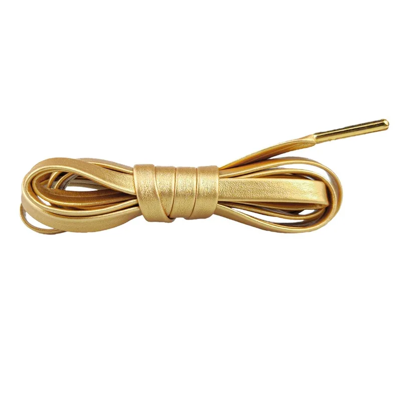 Leather flat 7 mm width 80-160cm pu leather shoe laces 8 colors flat fashion shoelaces for sneakers
