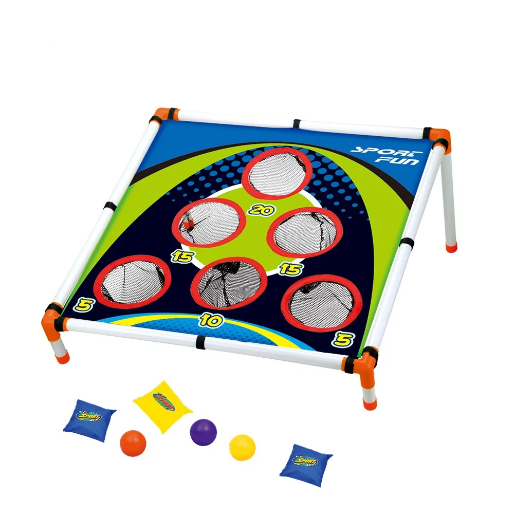 Bean Bag Toss Outdoor Games -Portable Cornhole Board Toy for Kids 6 Holes Scoring Cornhole Set with 3 Bean Bags and 3 Balls