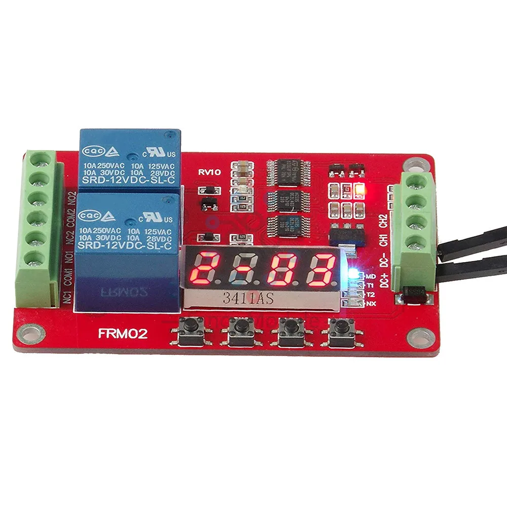 2-канальный Многофункциональный релейный модуль FRM02 5В/12В/24В 10A переключатель времени задержки цикла программируемый