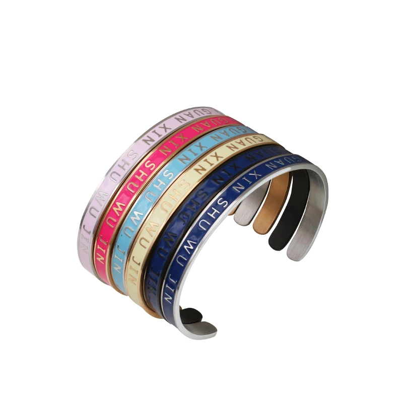 Roman Cuff Bracelet Punk Stainless Steel  Gold Plated Roman Numerals Cuff Bracelet Bangle For Man LOGO Women enamel bracelet