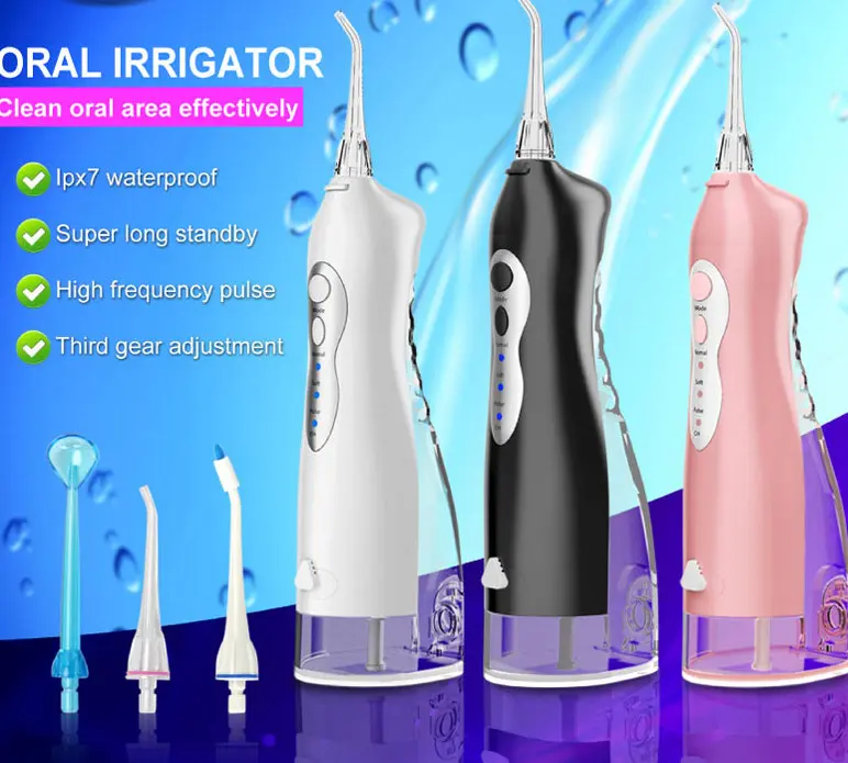 High Pulse frequency 220ml 3 modes portable oral irrigator water electric flosser toothbrush cordless