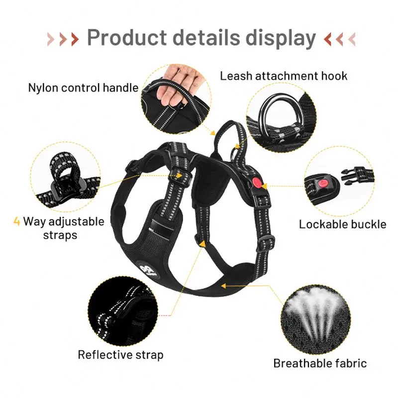 China Factory Nylon Easy Adjustable Dog Reflective Pet Harness