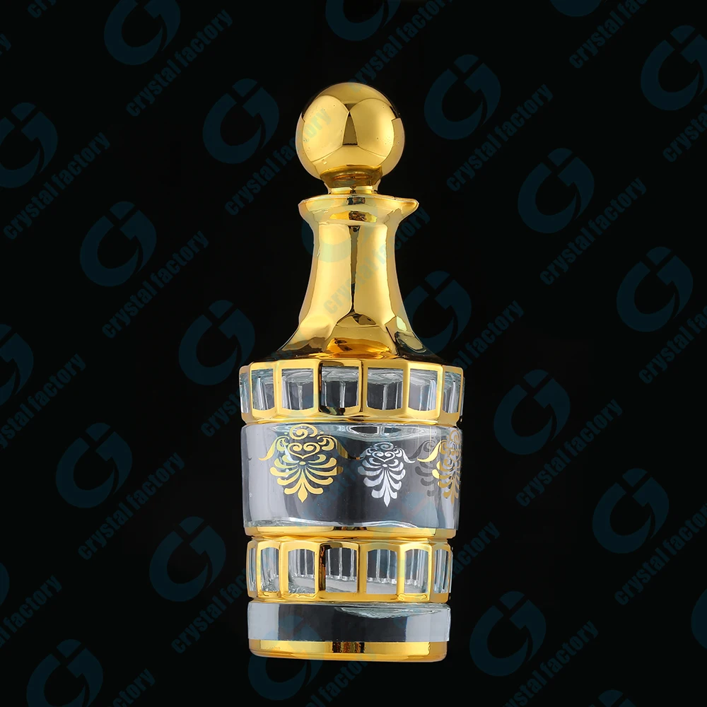 CJ- 250ml UV Golden Arabian Empty Attar Perfume Oil Refill Decanting Display Glass Bottles