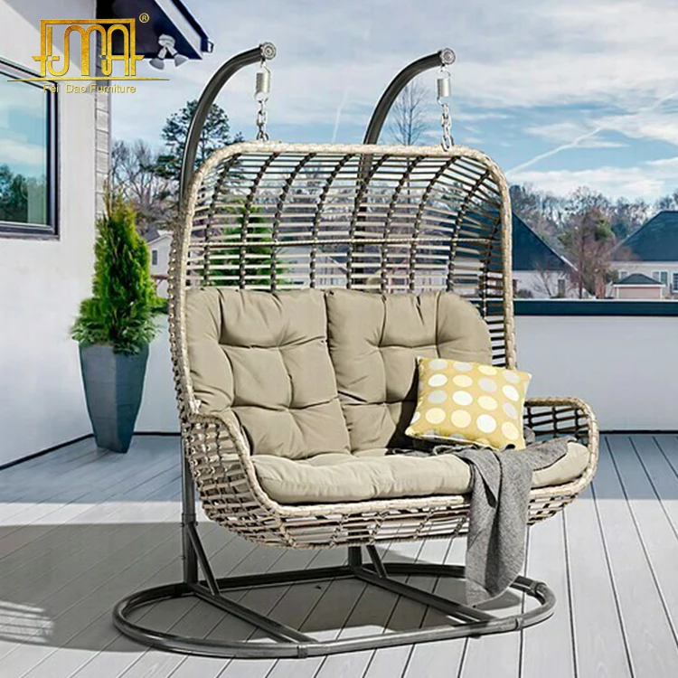 Garden Wicker Outdoor Furniture Double Size Hammock Hanging Swing Chair