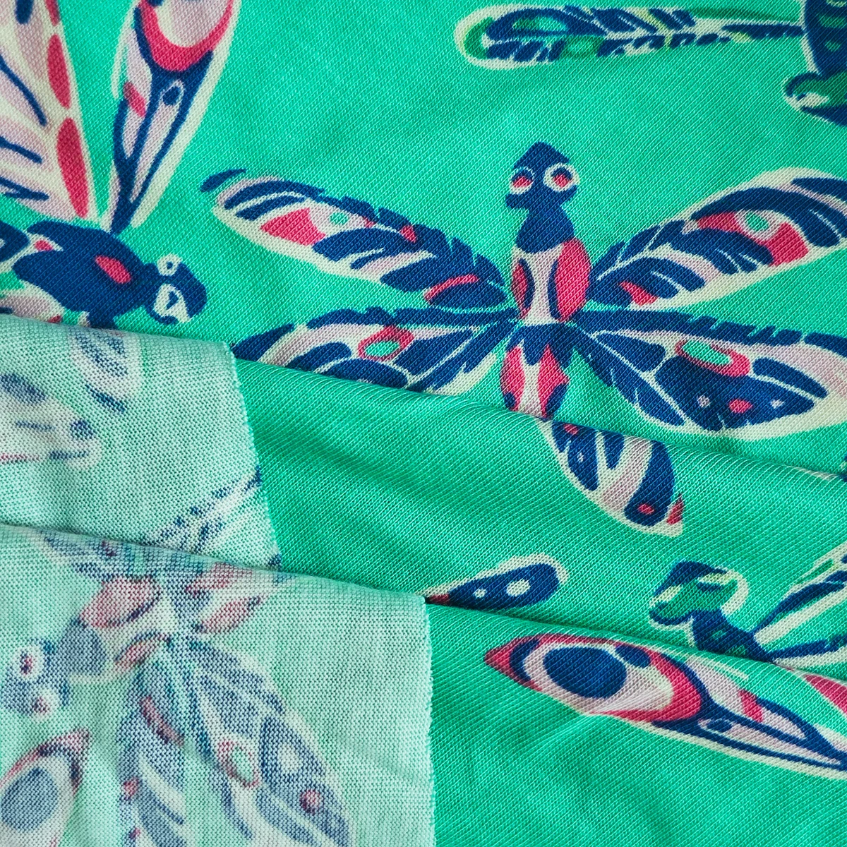 Custom Wholesale Anti-Bacteria 70% Bamboo 30% Cotton Dragonfly Printed Single Jersey Fabric For Women Clothing