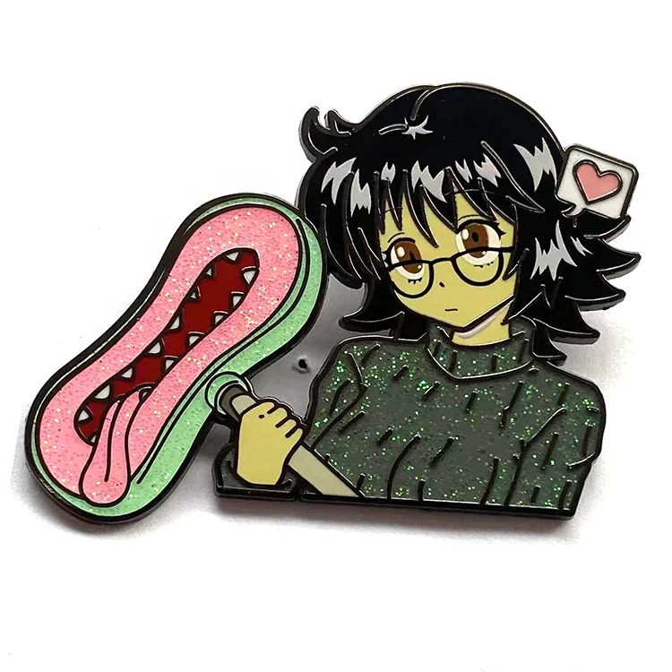 Wholesale Metal lapel Pins Supplier Glitter Brooch Anime Hard Enamel Pin Soft Lapel Badge Manufacturer Custom Enamel Pin
