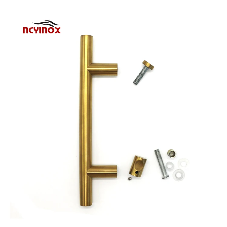 Cabinet furniture interior door hardware golden color pull handle stainless grip handle knob