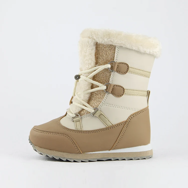 Детские теплые меховые зимние ботинки со шнуровкой, обувь для детей и детей