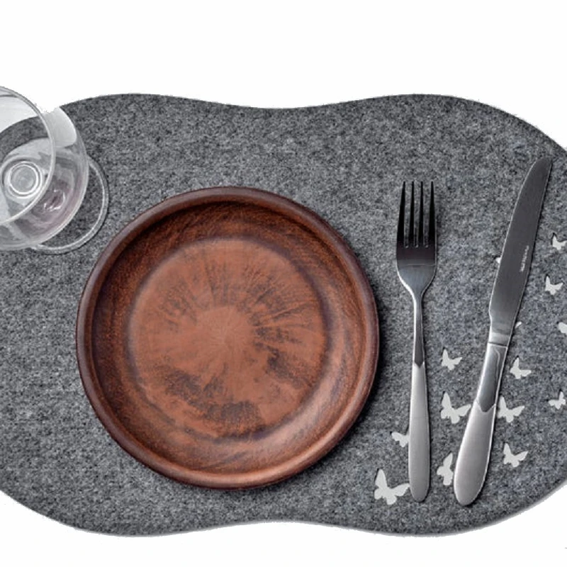 100% natrual wool material black placemat set made in China