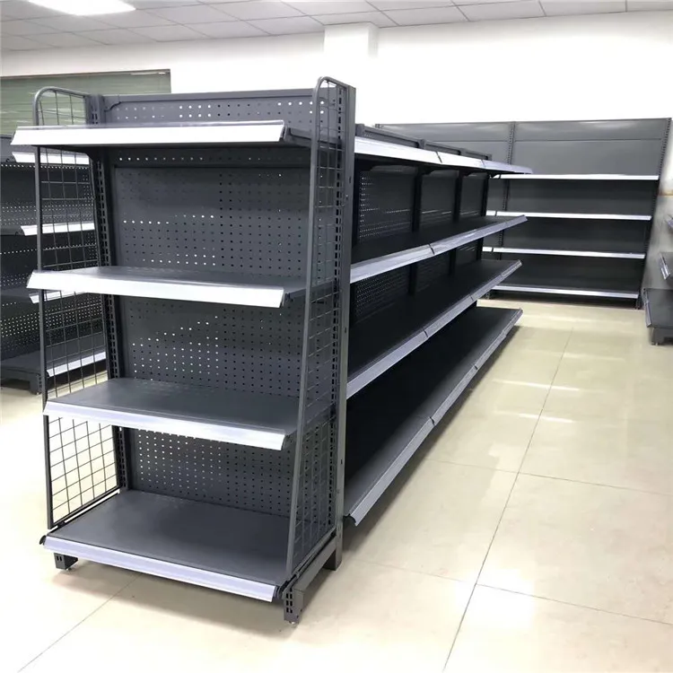 Wholesale Metallic Black Two-Sided Retail Store Shelving Supermarket Shelves