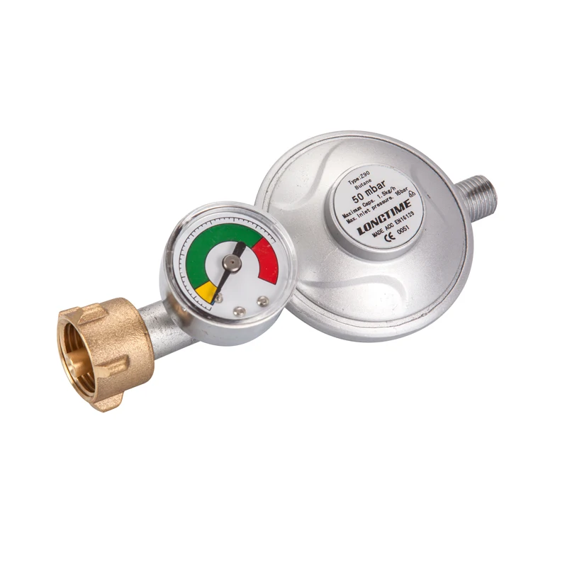 CE Certified Barbecue Grill Parts 37mbar 50mbar LPG Cooking Gas Regulator with meter