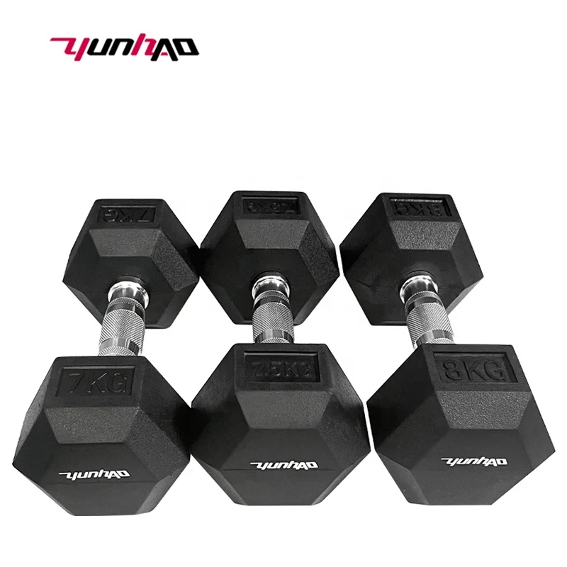 Wholesale Gym Equipment Cheapest Buy Online 2.5-50KG Rubber Cast Iron Hex Dumbbell Set