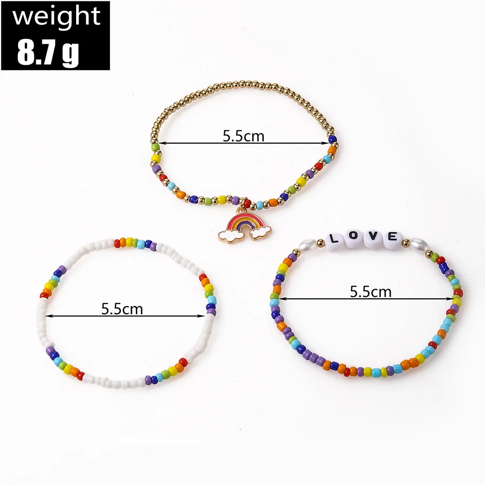 3pcs/set Boho Tiny Friendship Colorful Charm Fashion Jewelry Bohemia Style Miyuki Beads Bracelets for Women