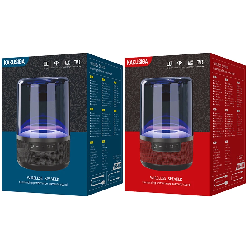 KAKUSIGA&JOKADE portable wireless stereo transparent shell BT 5.0 Speaker  Loudspeaker colorful  light wireless speaker