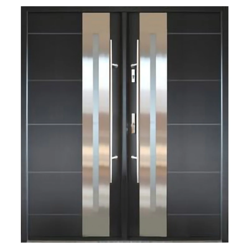 Wholesale and Retail Turkish style steel wood armored door Modern simple design one and half security door for The steel frame