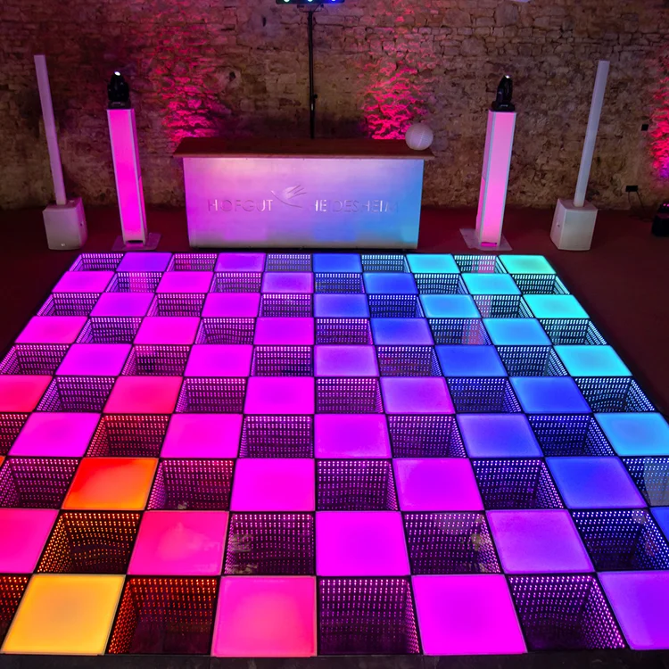 magic cube club waterproof wedding glass liquid mirror tile infinity circular led 3d dancefloor