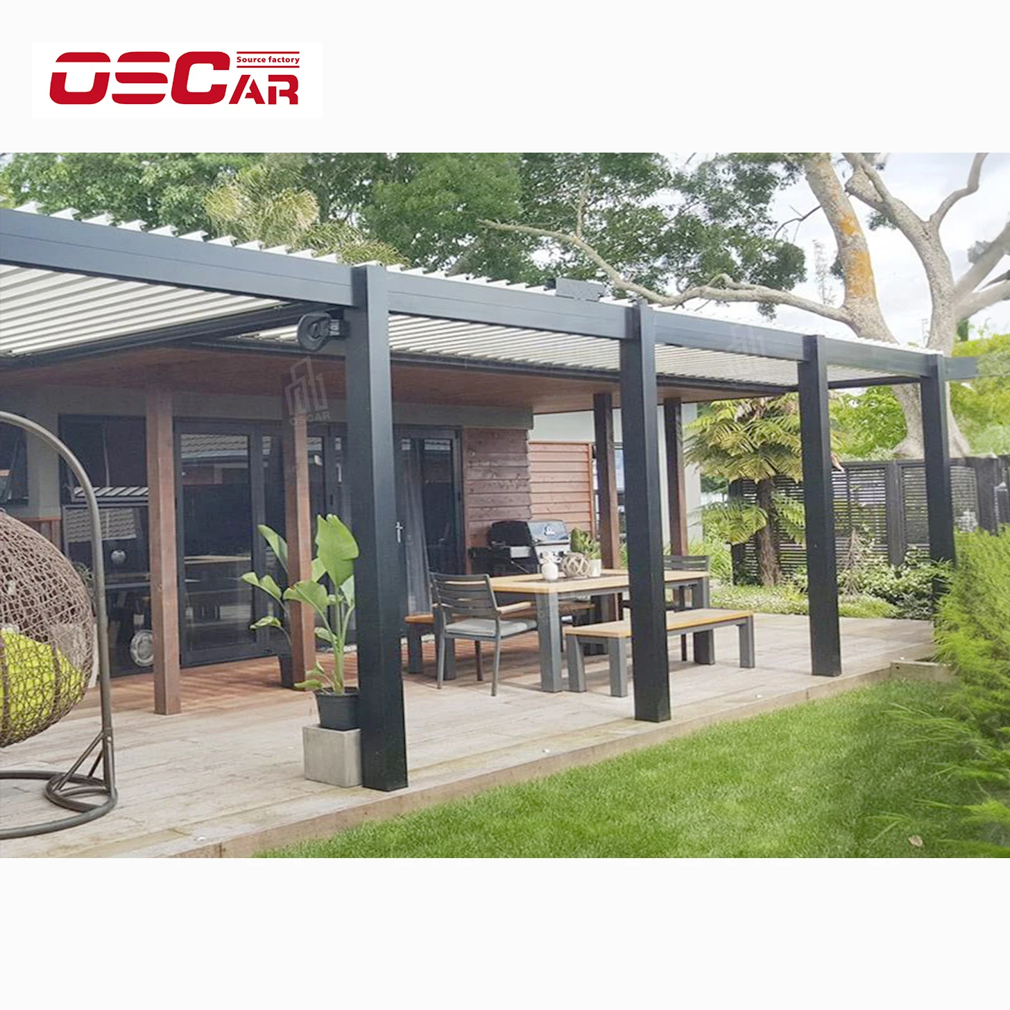 6*4Motorized Louvre Roof For Restaurants Sun Shade pavilion opening louvered Bioclimatic with lighting Aluminum pergola