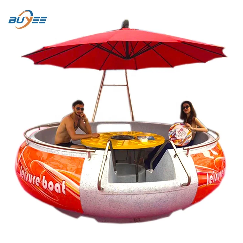 Great earning machine water park equipment electric pleasure boat 12 seats floating bbq donut boat for sale