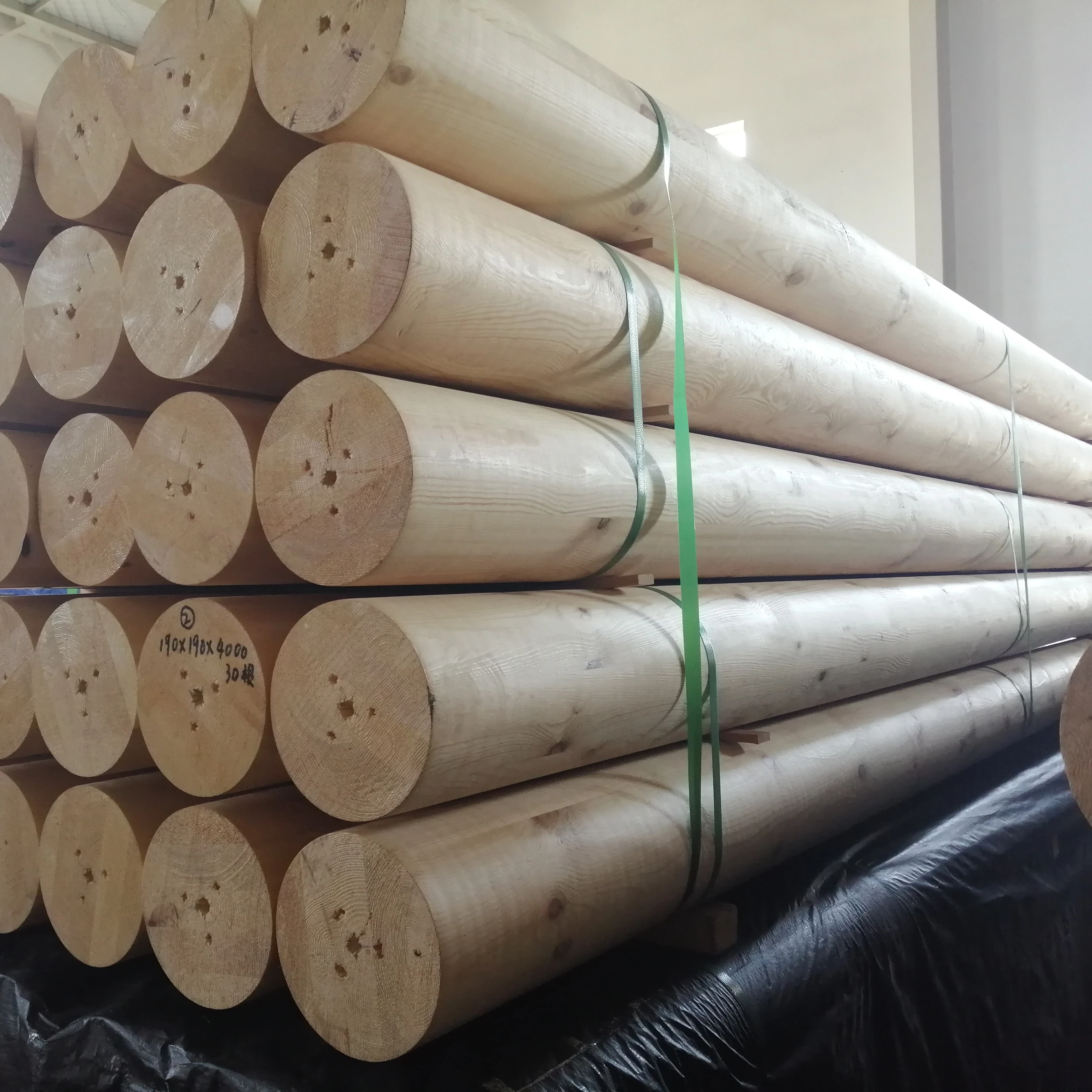 Column wooden post for building pine