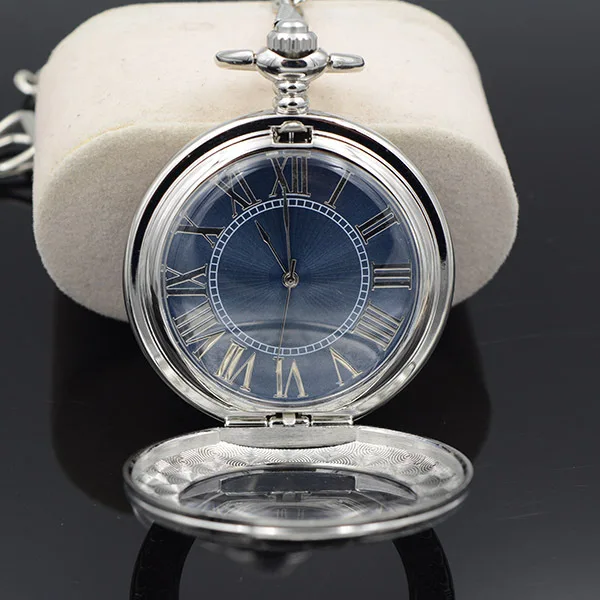 Fashion design with transparent magnifying glass Roman scale pendant mechanical pocket watch coustom logo