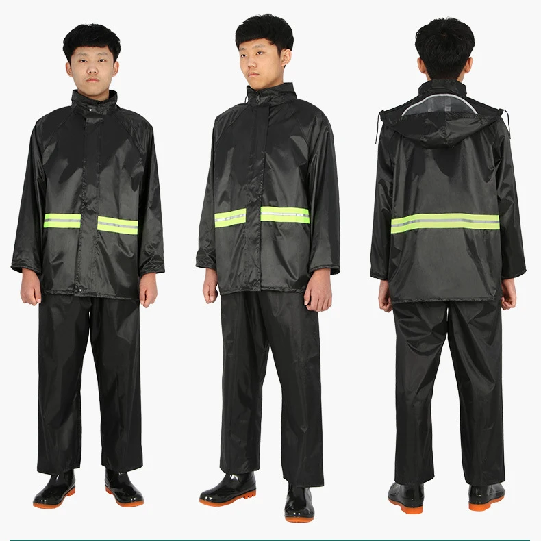 Waterproof Oxford Cloth Adults Split Raincoat Suit Double Layers Breathable Mesh Raincoat With Pants