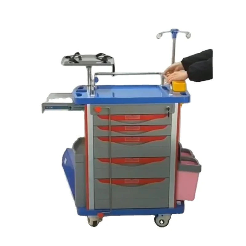 Hospital ICU dressing medicine  emergency crash trolley cart with disposable lock system