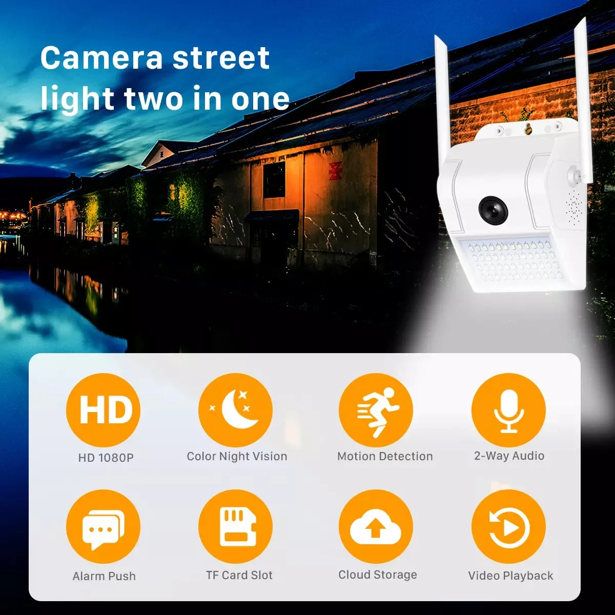 Наружный беспроводной прожектор 1080P 2 МП цветное ночное видение Wi-Fi V380 настенный светильник камера