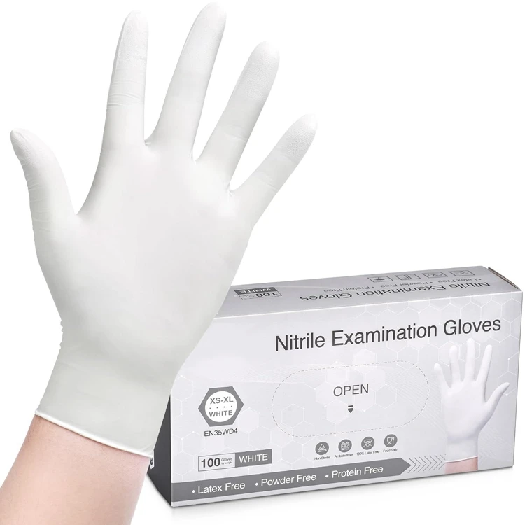 GMC Wholesale Stock 9 inch Ivory Nitrile Gloves Latex Free Safety  Disposable Nitrile Gloves Powder Free