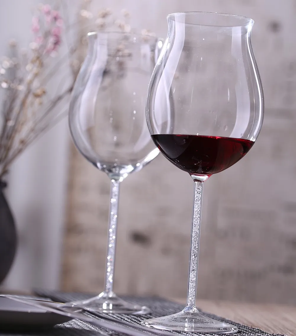 Lead free champagne flute crystal 670ml wedding glass set with gold color crystal stem drinking wine glass cup love gifts goblet