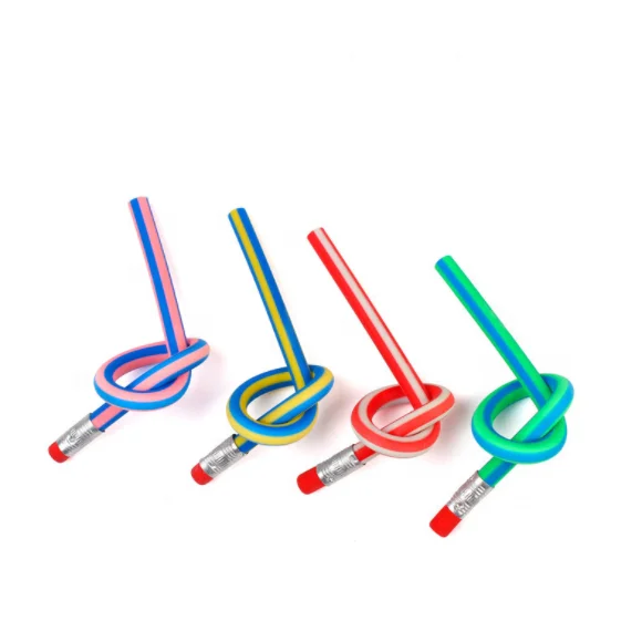 DASHENG New Model Novelty Soft Core Bendable Colorful Pencils PVC Slim Spiral Pattern Pencils for Kids