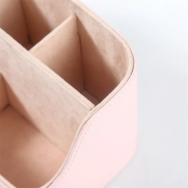 LG8182B Cosmetic leather luxury design Organizer Makeup Brush Holder leather boxes stationary box desk organizer
