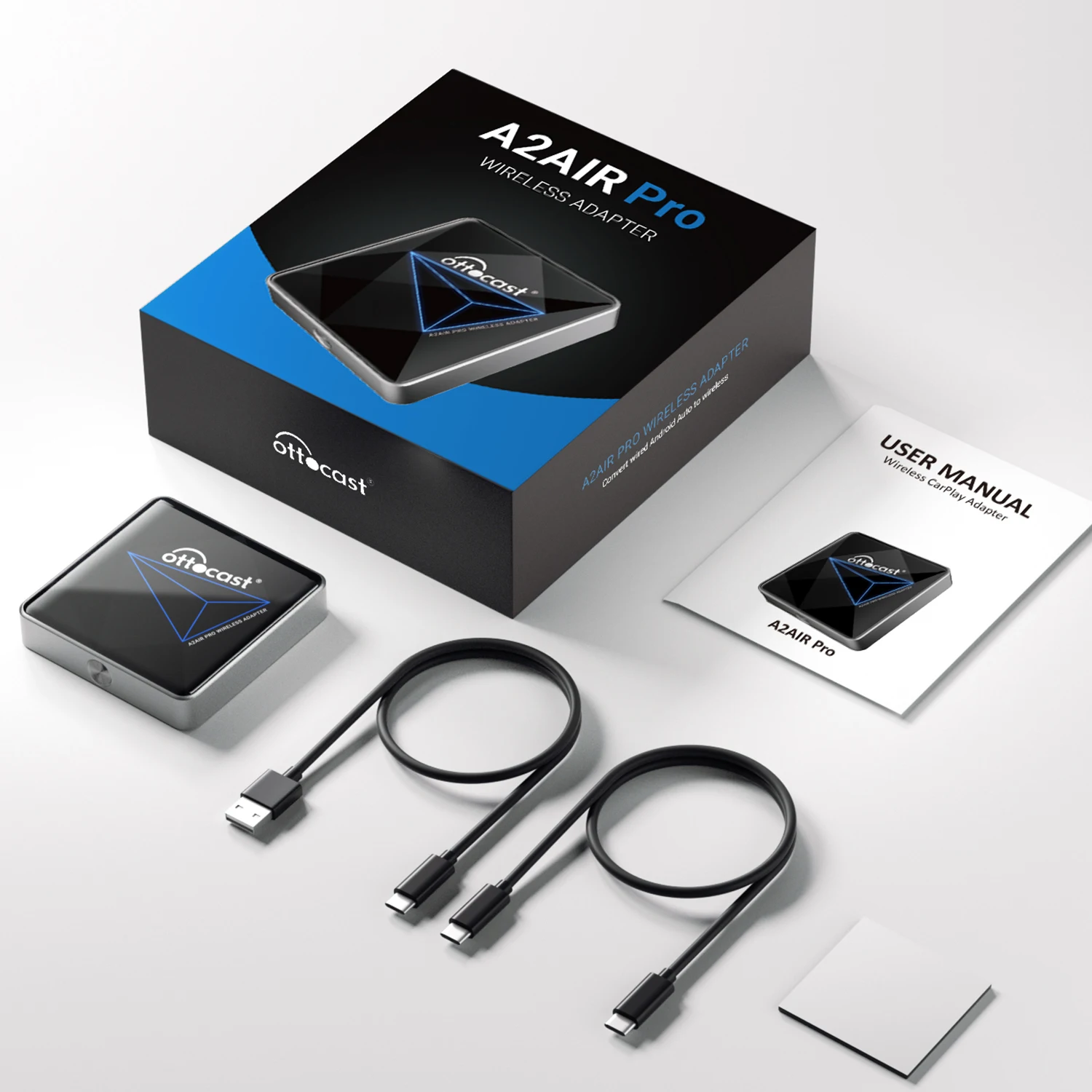 Ottocast Wireless Android Auto Adapter Plug & Play No Latency Easy Setup Fit for Android 11+ & Cars from 2017