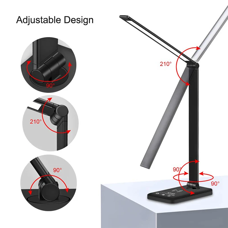 Multifunctional Modern Smart Usb Wireless Charging Desk Lamp Portable Adjustable Foldable Office Table Reading Led Table Lamp