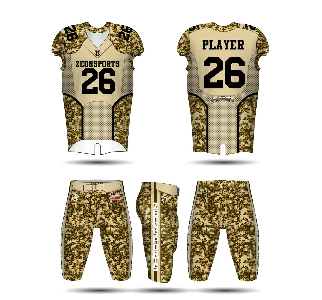 wholesale cheap price custom camouflage design combat game practice training american football jersey pants uniform