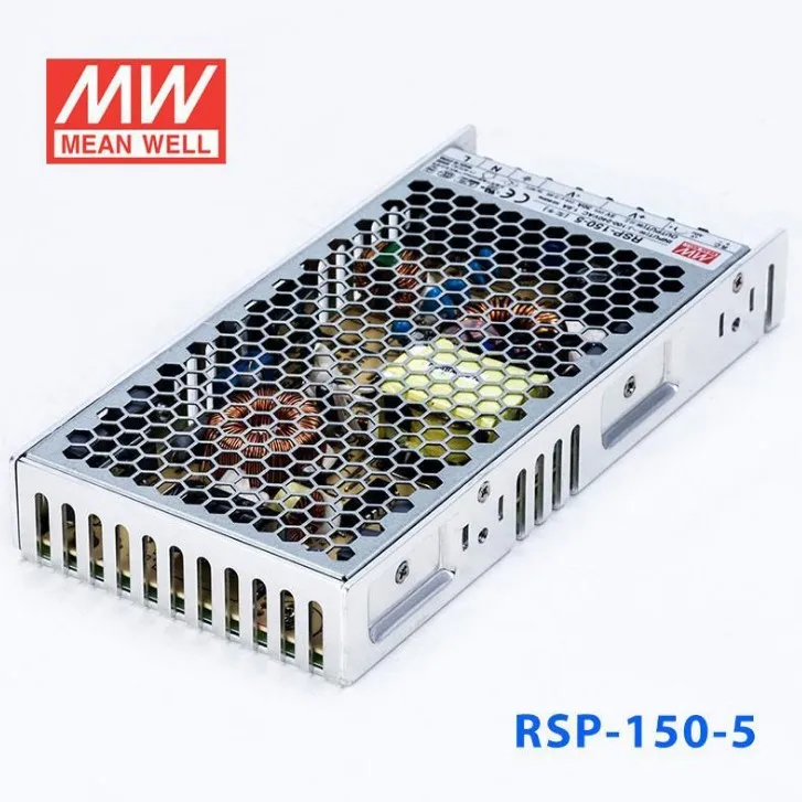 Импульсивный источник Meanwell RSP-150-5 150W 5V 30A закрытого типа и он имеет высокую эффективность питания с одним выходом AC-DC функцией PFC Импульсный светодиодного табло