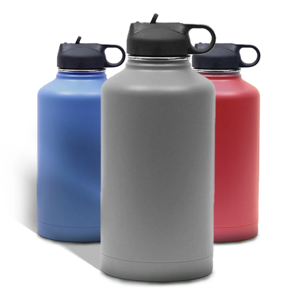 Wholesale 64oz Double Wall 2 Liter Stainless Steel Vacuum Blank Sublimation Sport Water Bottle Insulated with Lid and Straw