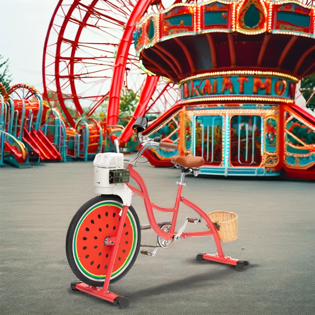 EXI Factory 1-Wheel Bike Hand-Cranked Power Generator for Amusement Park Sports & Entertainment Bubble Maker Machine