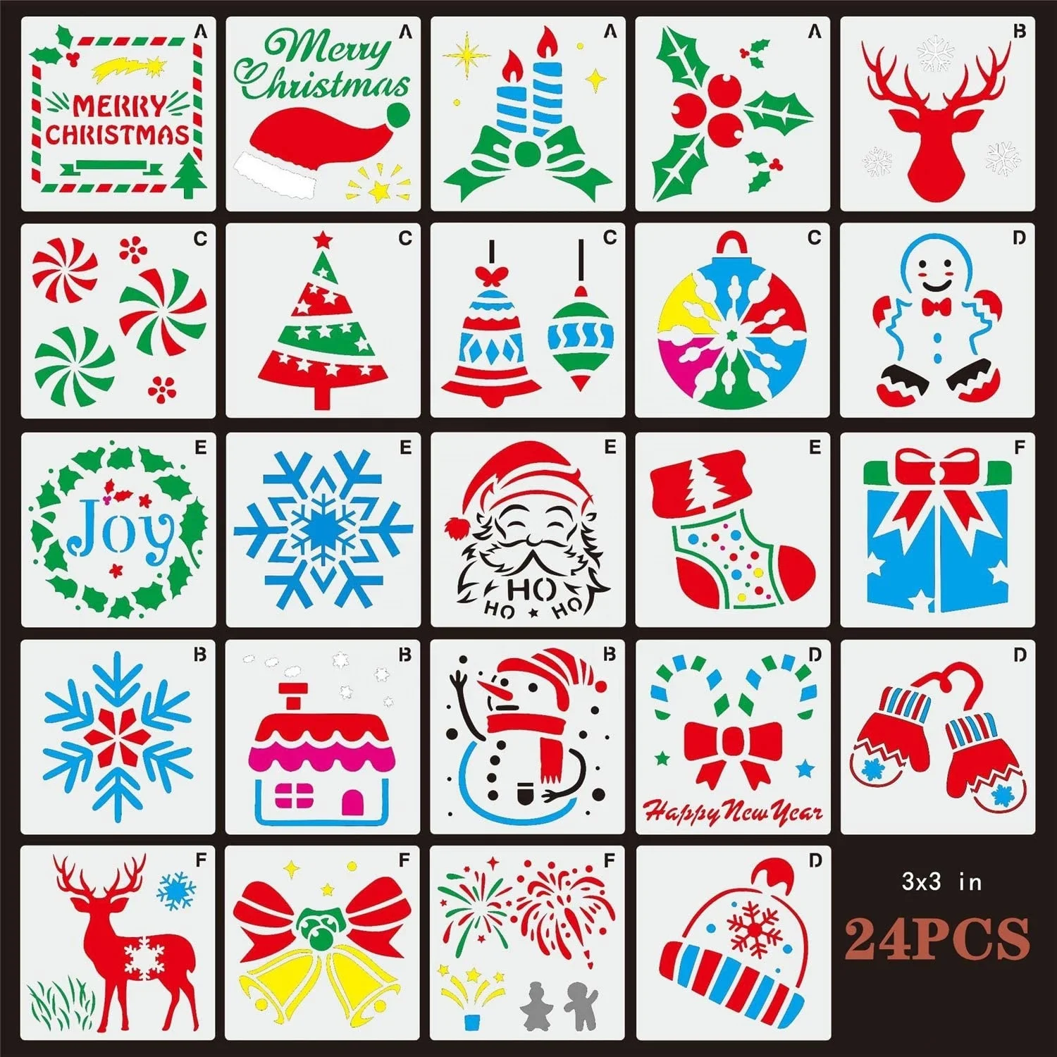 Christmas Painting Stencils Templates Reusable Plastic Sign Stencils  and Wood Slice
