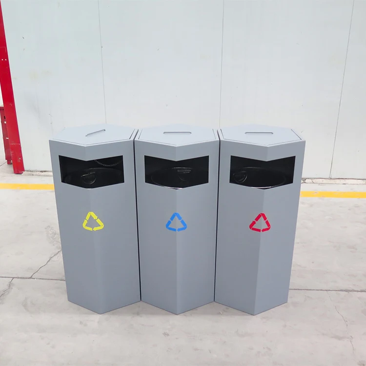 roadside Commercial Ashtray 3 in 1 stainless steel waste And Recycling Bin Trash Can Garbage Litter bin park advertise