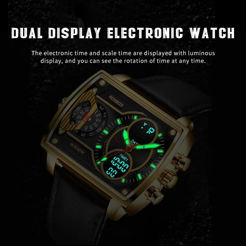 FOXBOX 0009 New 2023 Digital Watch For Men Sports Waterproof Bracelet Clock Gold Electronic LED Watches Mens relojes hombre